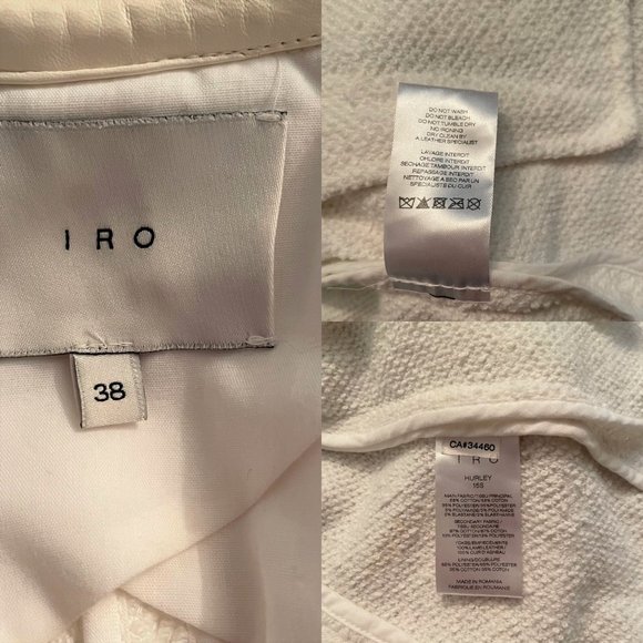 IRO Hurley White Leather Trim Textured Knit Zip Jacket FR38 Pockets Embroidered - Picture 12 of 12